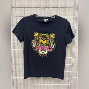 Kenzo Black Tee with Vibrant Tiger Design